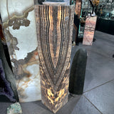 Black Zebra Onyx Floor Pedestal Luminary