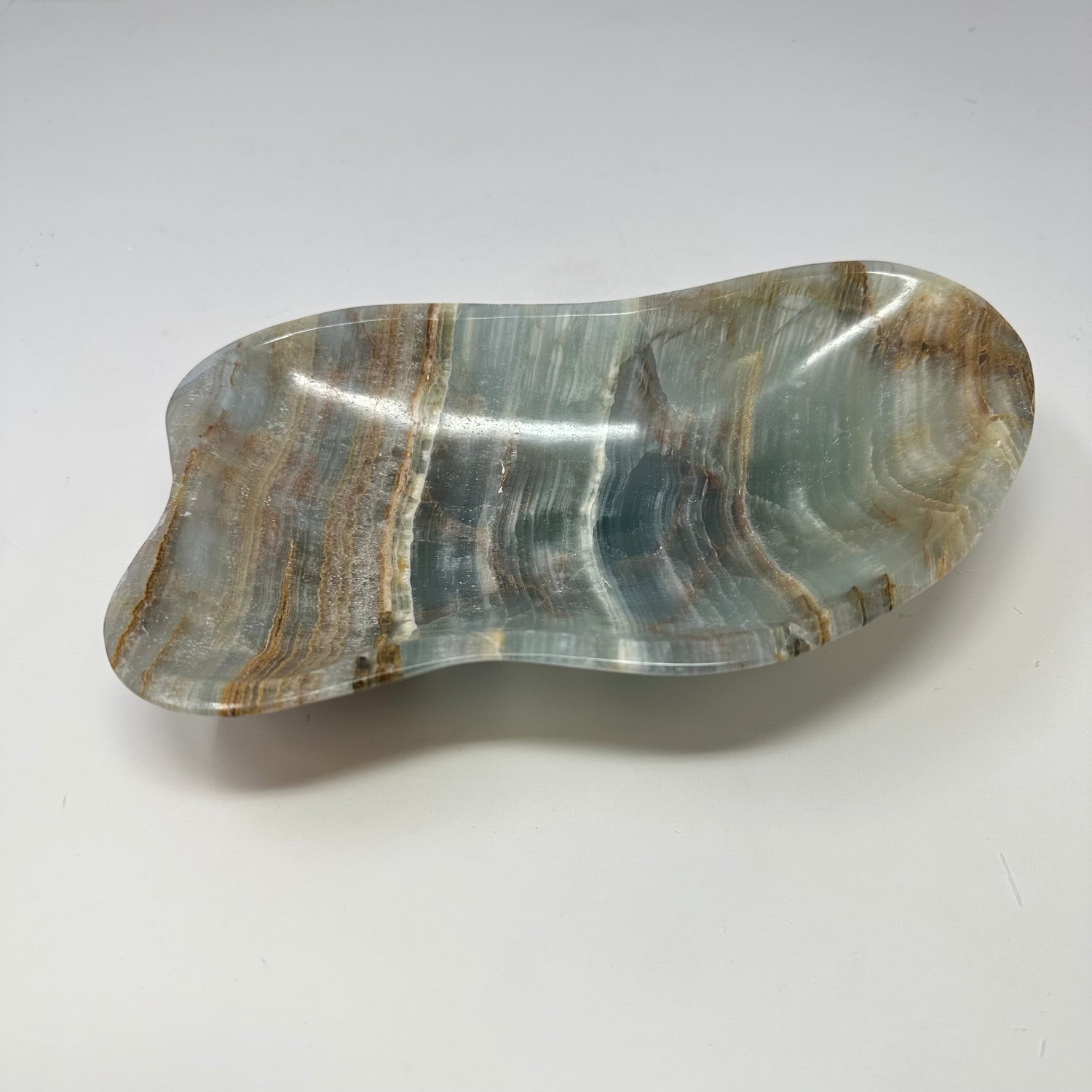 Blue Calcite Banded Freeform Dish