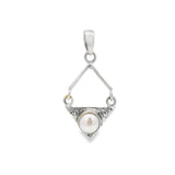 Freshwater Pearl Round With Textured Triangle Backing Dangle Pendant