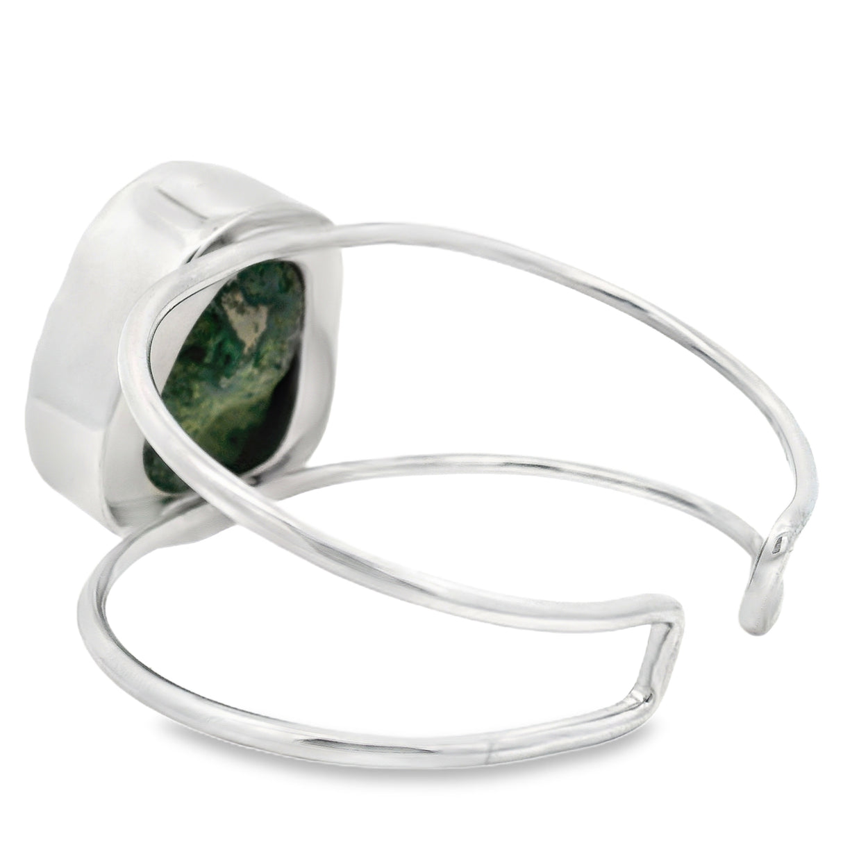 Quartz Druze Geode Classic Double Row Open Back Silver Cuff - Simple Bezel Set
