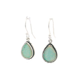 Balloon Fire Opal Dangle Earrings - Set in Designed Silver Bezel