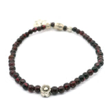 Garnet Beaded Bracelet with Cat Charm 3mm-4.5mm Rounds