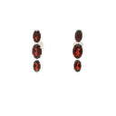 Clous d'oreilles en labradorite - 3 ovales à facettes sertis de griffes en argent sterling 925
