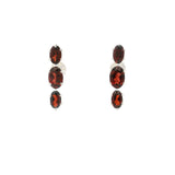 Clous d'oreilles en labradorite - 3 ovales à facettes sertis de griffes en argent sterling 925