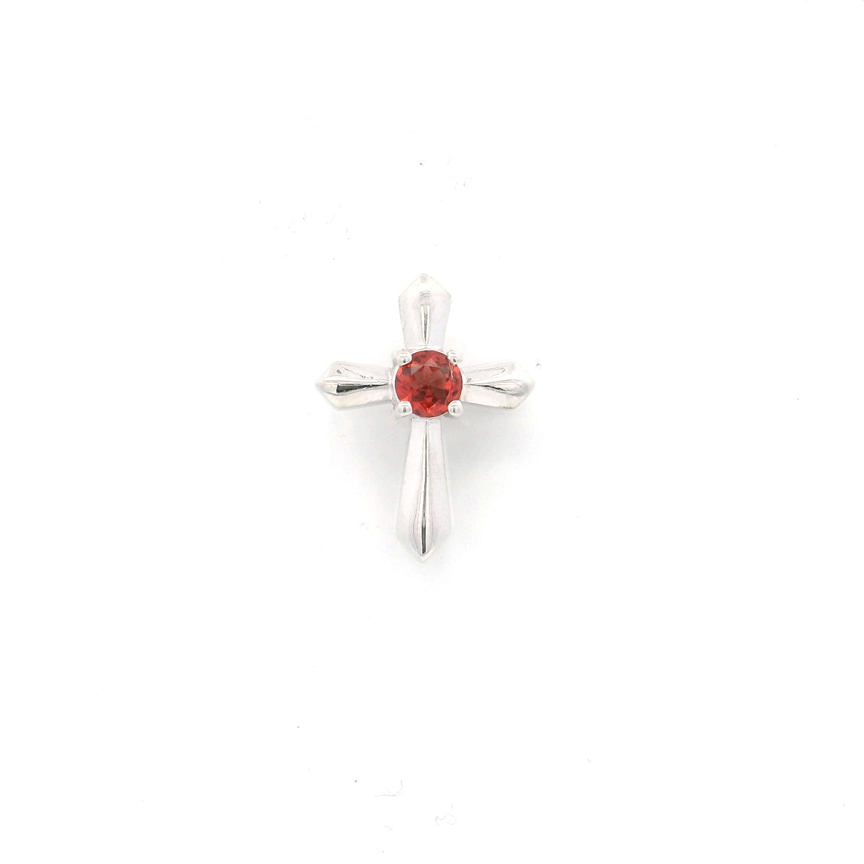 3mm Round Gemstone Prong Set Hilt Design Cross Pendant