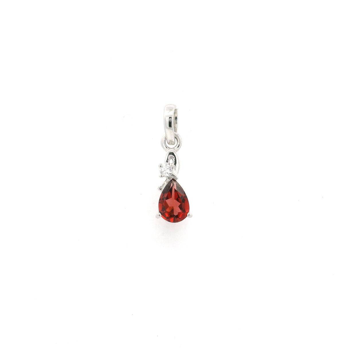 Faceted Garnet Pendant Teardrop Prong Set with White Topaz Dangle