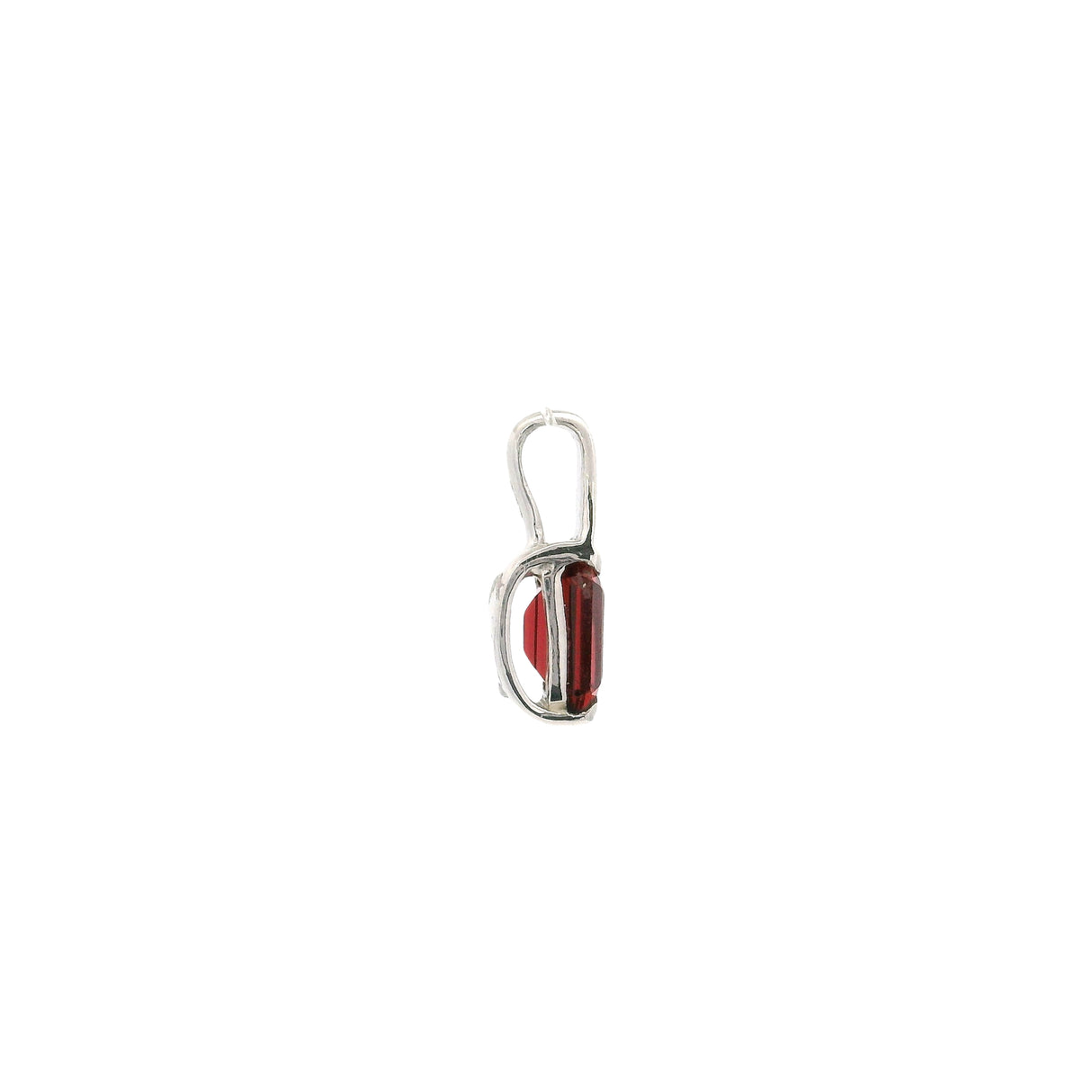 Faceted Garnet Pendant Rectangle North - South Bezel & Bail