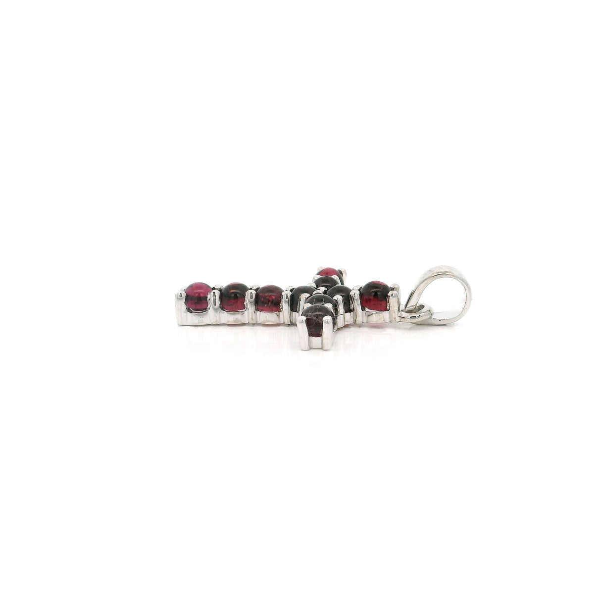 Cabochon Gemstone Cross Pendant - 10 Rounds Prong Set