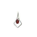Faceted Garnet Pendant Oval Prong Set with White Topaz on Pennant