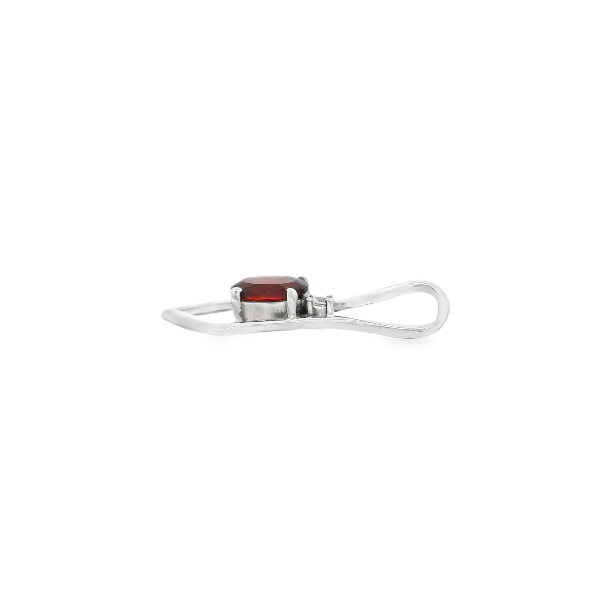 Faceted Garnet Pendant Oval Prong Set with White Topaz on Pennant