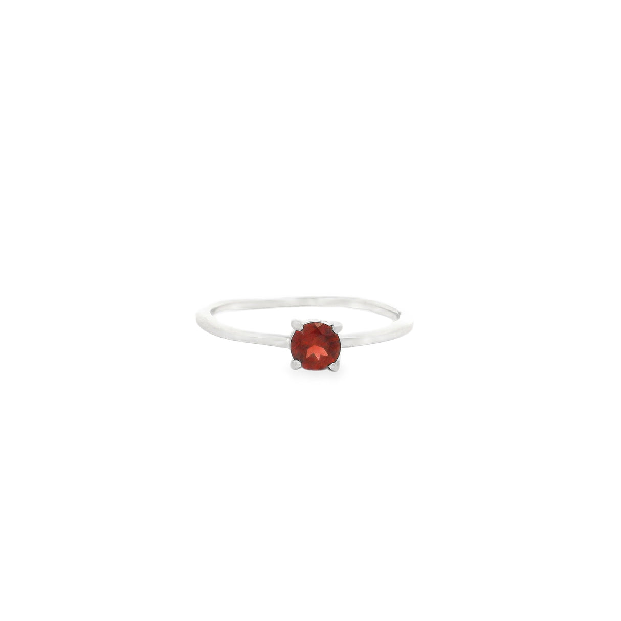 Garnet Ring 4mm Round Faceted On Vert Band