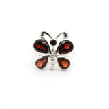 Faceted Garnet Butterfly Ring Bezel Set in 925 Sterling Silver sz6