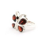 Faceted Garnet Butterfly Ring Bezel Set in 925 Sterling Silver sz6