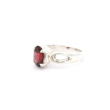 Faceted Garnet Oval Ring Prong Set with Pear Shaped Openings in 925 Sterling Silver sz7