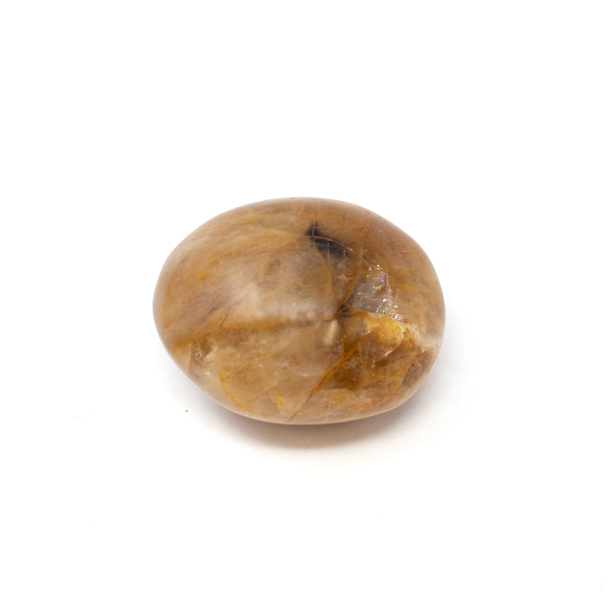 Yellow Hematoid Quartz Palm Stone - Medium from Madagascar