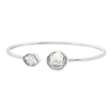 Herkimer Diamond Twist Bracelet - 2 Freeforms Bezel Set in 925 Sterling Silver