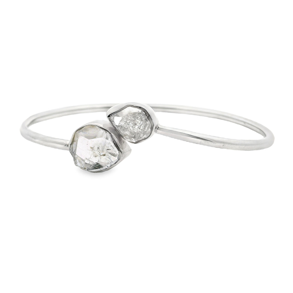 Herkimer Diamond Twist Bracelet - 2 Freeforms Bezel Set in 925 Sterling Silver