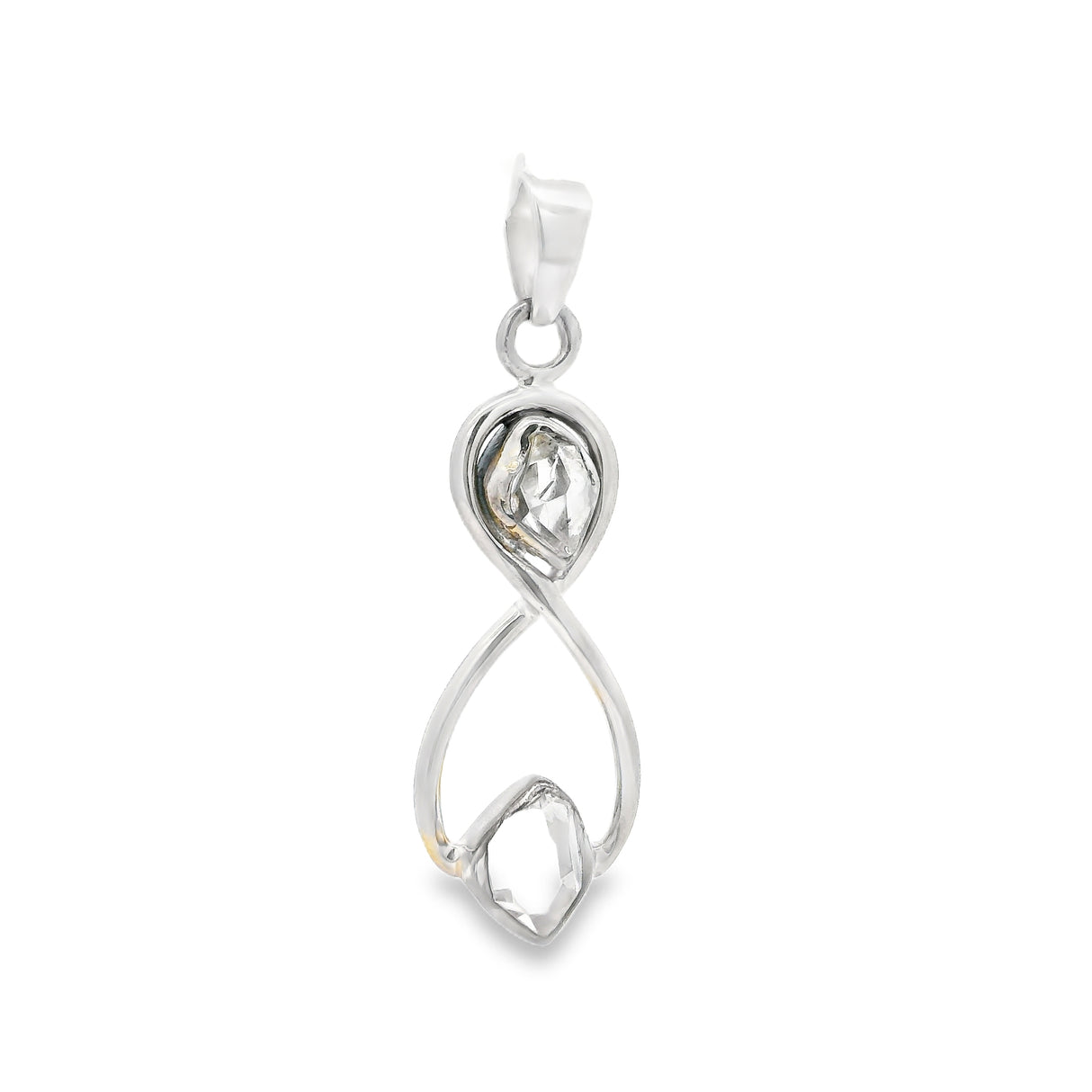 Herkimer Diamond Pendant - Freeform Duo Set in 925 Sterling Silver Infinity Symbol