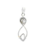 Herkimer Diamond Pendant - Freeform Duo Set in 925 Sterling Silver Infinity Symbol