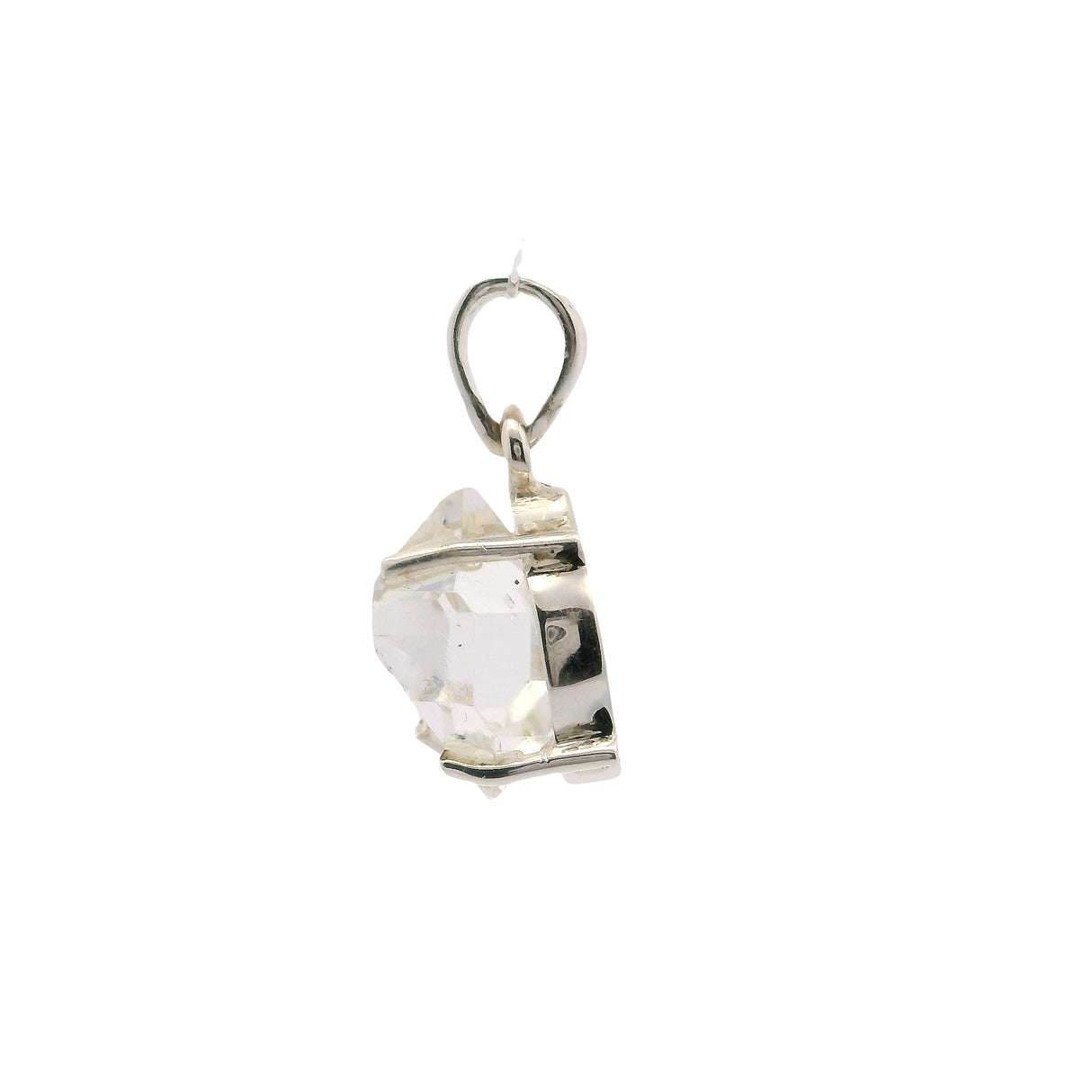 Herkimer Diamond Freeform Pendant Prong Set in 925 Sterling Silver