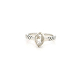 Bague diamant Herkimer - Forme libre à facettes simple avec serti clos en argent sterling 925 et jonc estampé taille 7