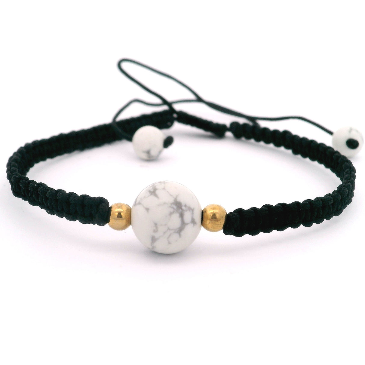 10mm Round Bead on Woven Adjustable Bracelet