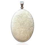 Scolecite Pendant - Large Oval Cabochon Simple Bezel Set in 925 Sterling Silver 3"+