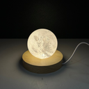 Base en bois lumineuse - Ronde moyenne avec lumière blanche et prise USB avec adaptateur mural