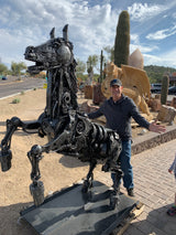 Rearing Horse Recycled Metal Art Sculpture