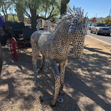 Stainless Steel Horse Sculpture - Trotting Posture
