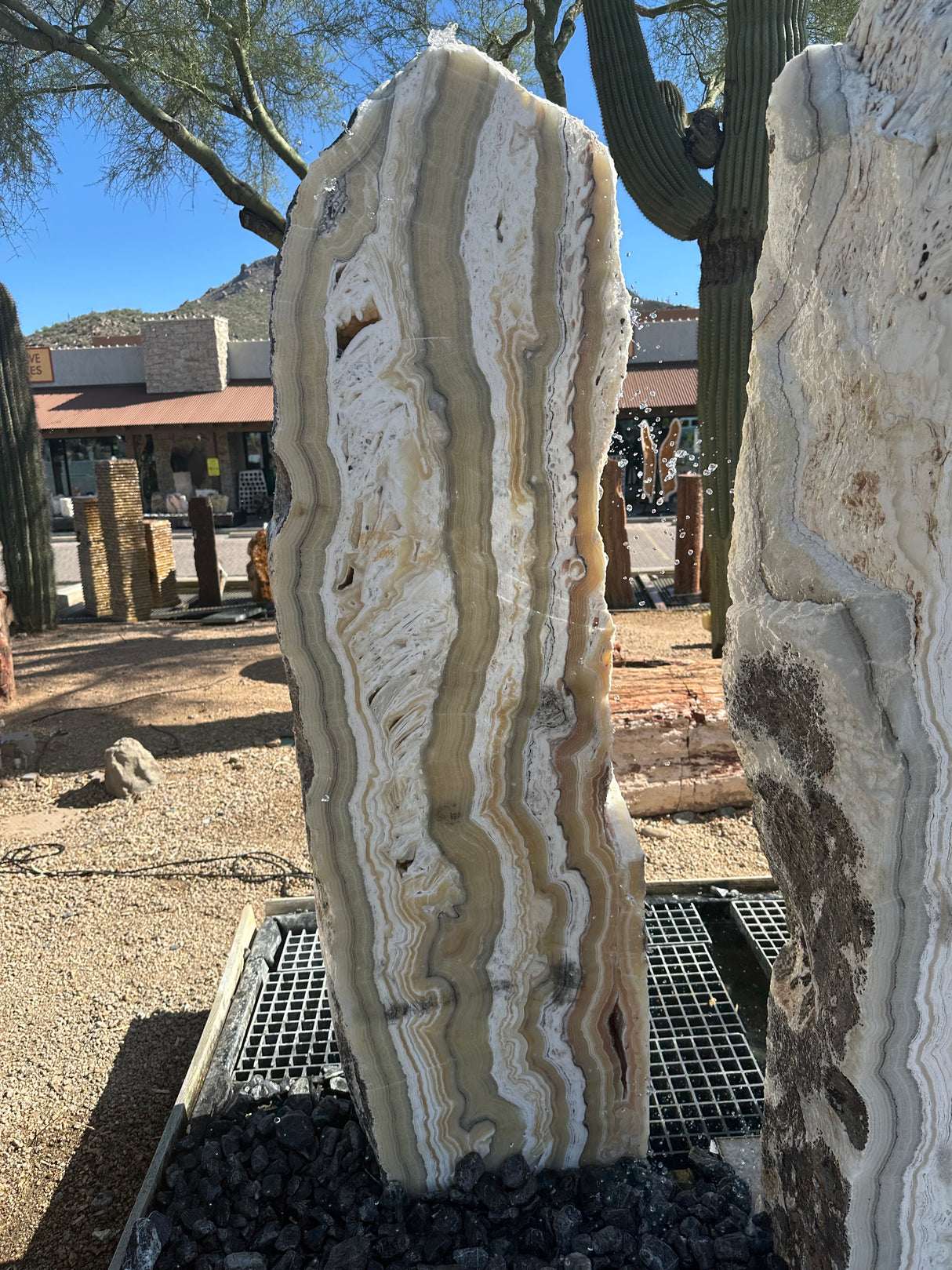 Zebra Fossil Onyx Pillar Fountains