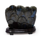 AA+ Labradorite Dragon with Ball Carving on Wood Base #18
