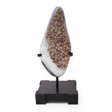 Quartz Druze Freeform Specimen With Elongated Figure & Dusty Mauve Druze Mounds on Custom Stand