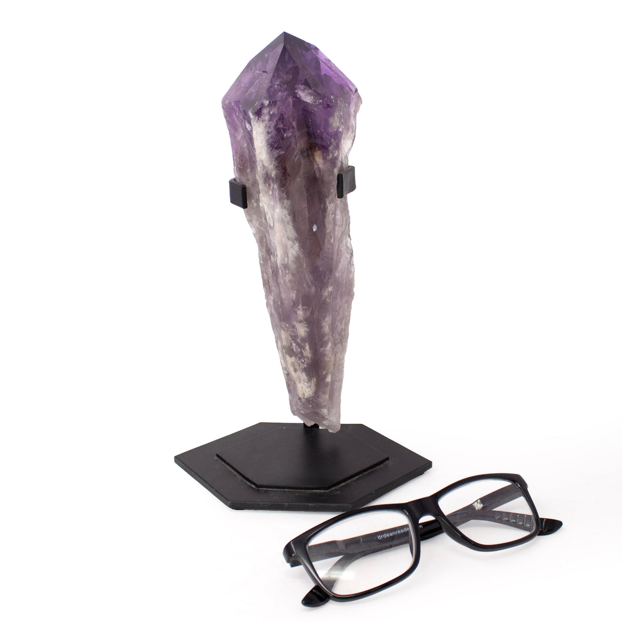 Single Bahia Amethyst Point On A Custom Hex Base - Vertical