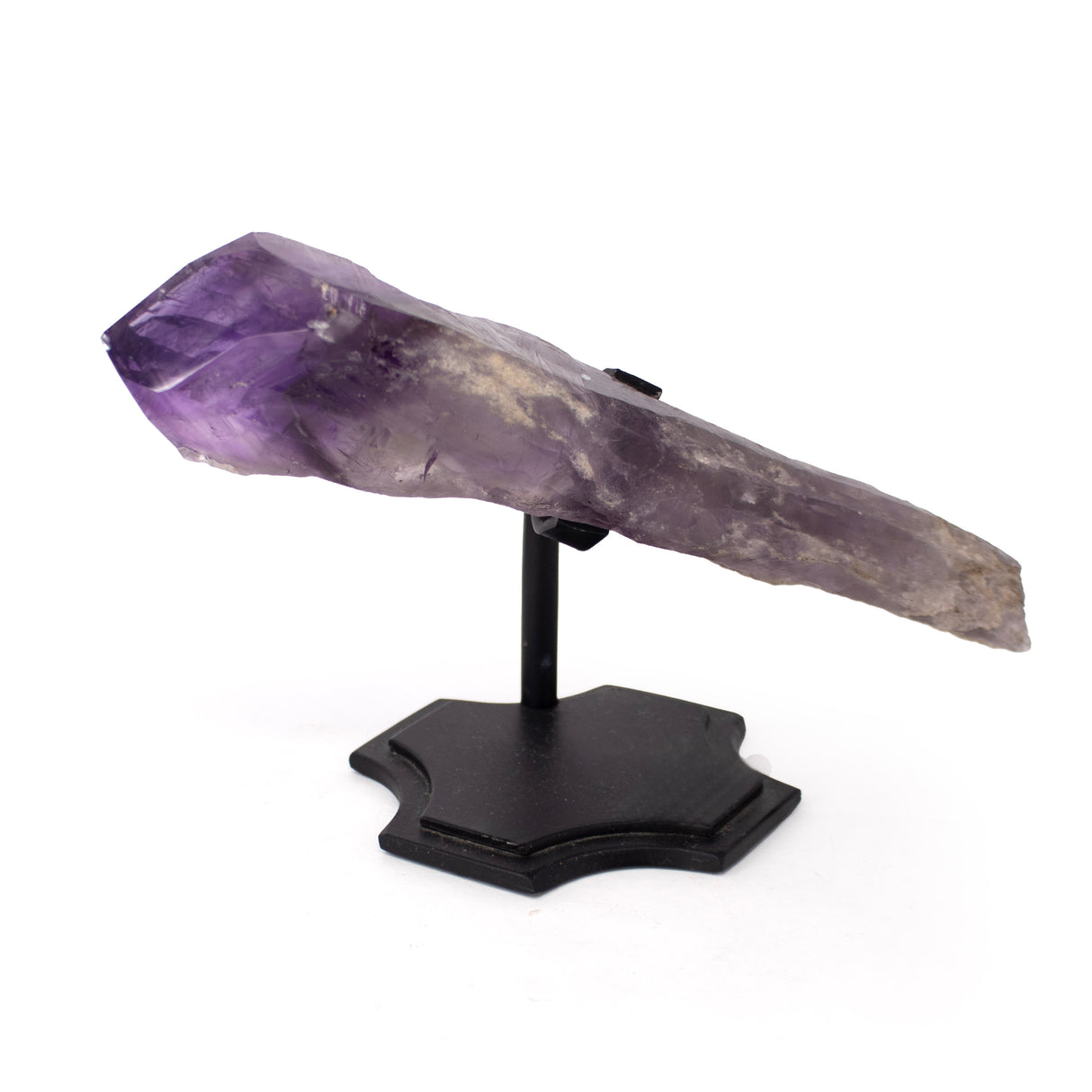Single Bahia Amethyst Point on Custom Chopper Cross Base - Horizontal with Phantoms