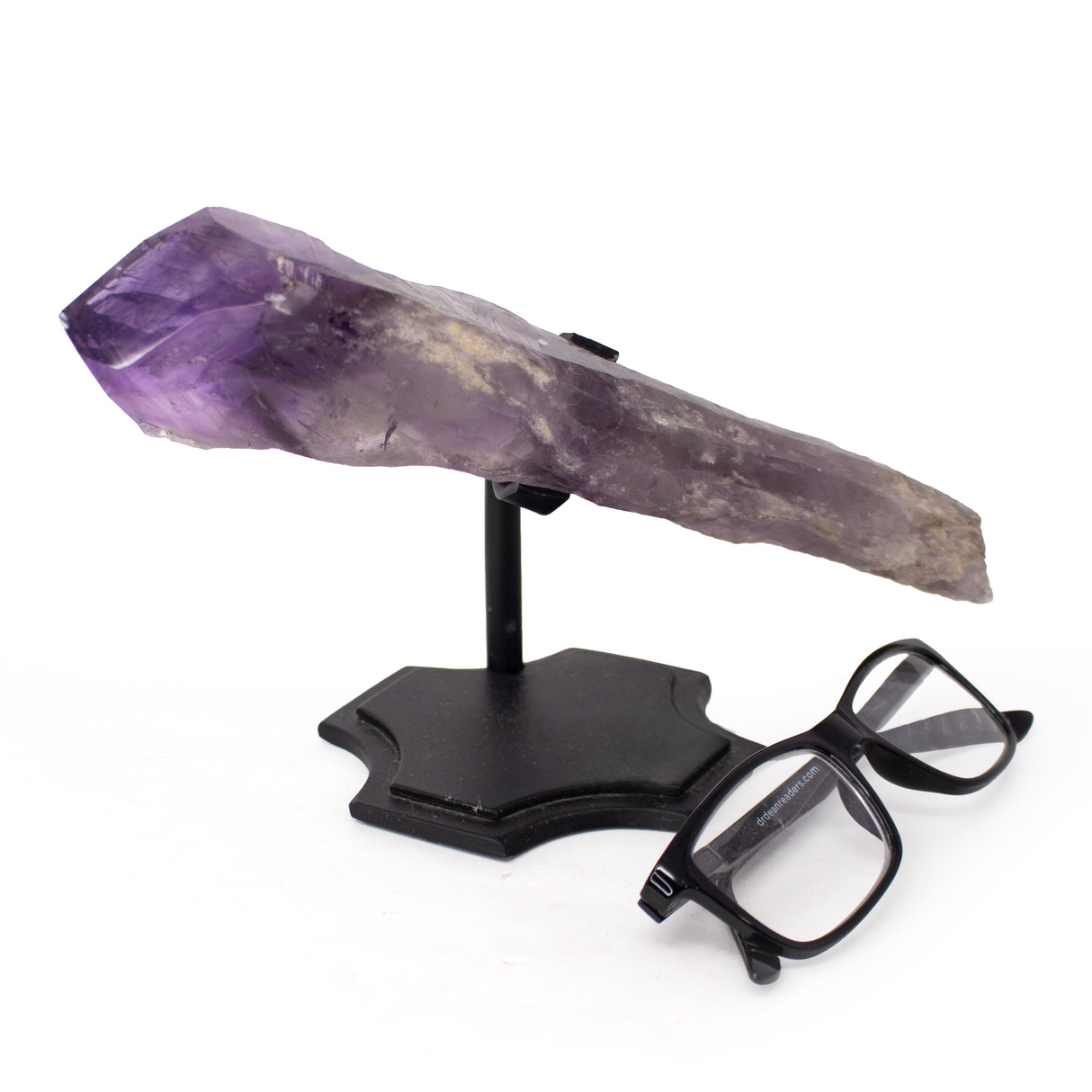 Single Bahia Amethyst Point on Custom Chopper Cross Base - Horizontal with Phantoms
