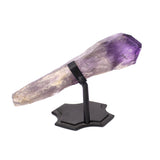 Single Bahia Amethyst Point on Custom Chopper Cross Base - Horizontal with Phantoms