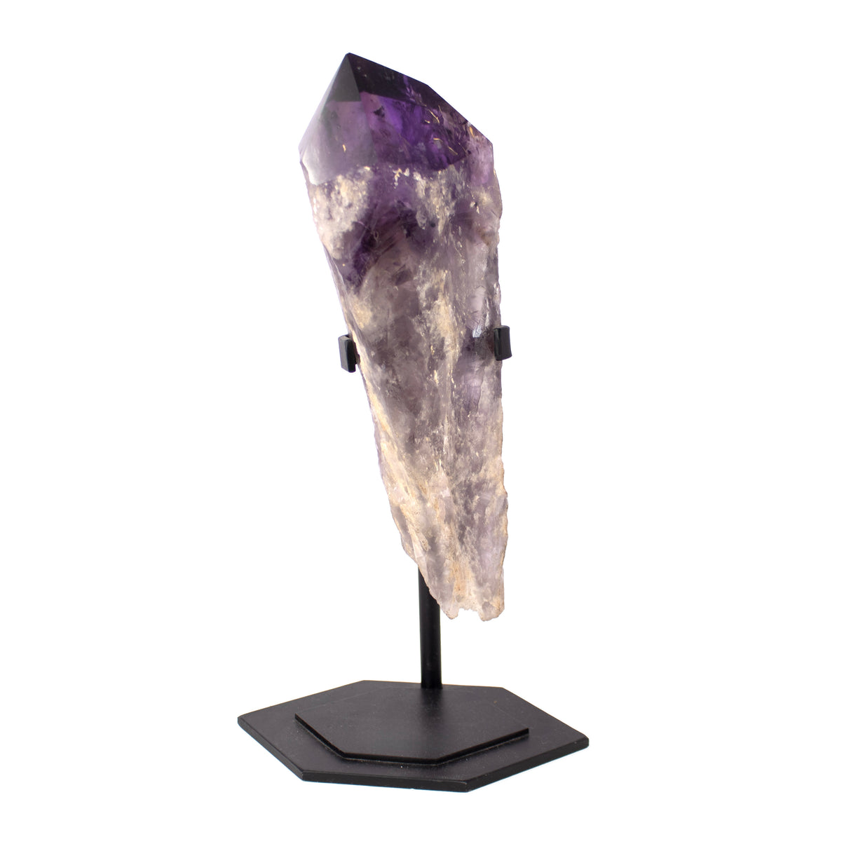 Single Bahia Amethyst Point On A Custom Hex Base - Vertical
