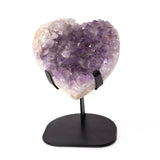 Rose De France Crystal Heart In Custom Stand With Unique Spotted Green Agate