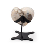 Amethyst Druze Heart On Custom Stand With White Druze & Polished Half & Green Cavern