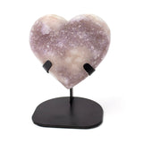 Rose De France Druze Heart In Custom Stand With Unique Smoothed Polished Face