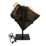 Citrine Plaque on Fitted Stand with Freeform with Bulb on Fitted Black Stand