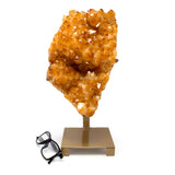 Citrine Plaque on Fitted Stand with Diamond Polished Edge on Gold Stand