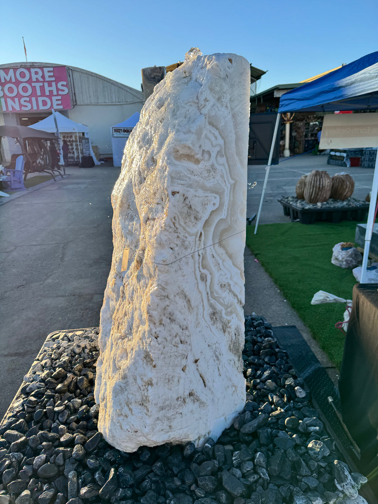 White Cosmic Fossil Onyx Boulder Fountain - 3 Cuts