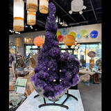 A+ Quality Amethyst Stalactite Geode Specimen in Fitted Stand