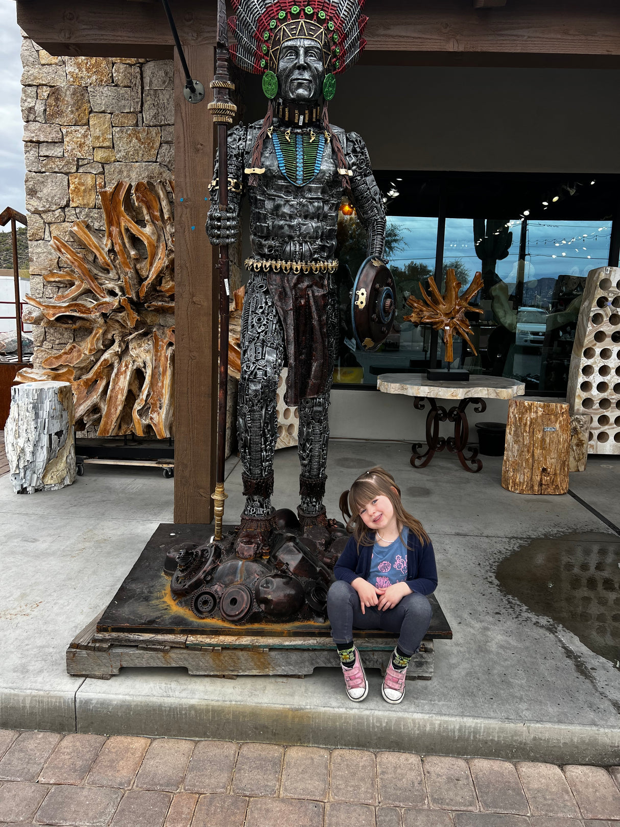 Native Chief Recycled Metal Art Sculpture