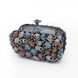 Multicolor Mini Skulls Jewel Purse With Chain
