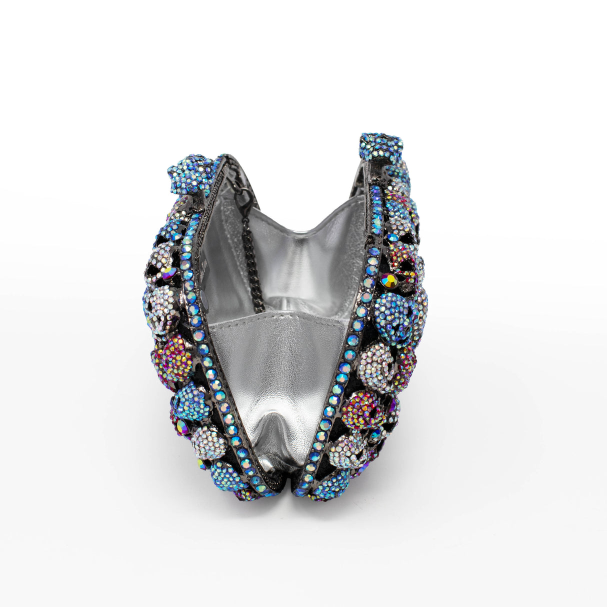 Multicolor Mini Skulls Jewel Purse With Chain