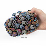 Multicolor Mini Skulls Jewel Purse With Chain