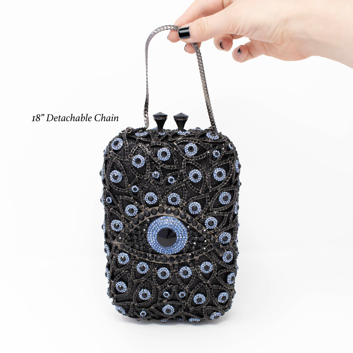 Blue Evil Eye Protection Jewel Purse With Chain